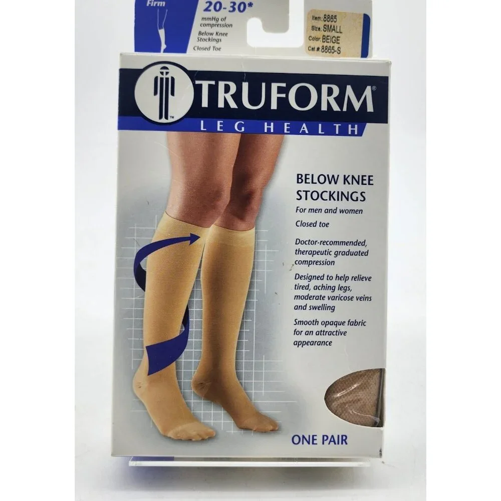 Truform‎ Below Knee Compression Stockings 20-30 Firm #8865-S Unisex Beige Size S